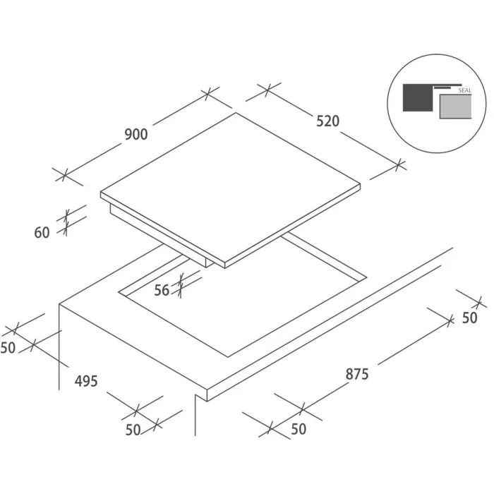 Rosieres RIFS954MCTT Placa de Inducción 90 cm, 5 Quemadores, 7400 W, Doble Cable Flexible, Zona de 28 cm