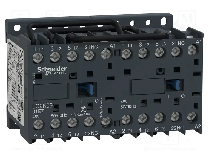 SCHNEIDER ELECTRIC Contactor Reversible de retorno de 3 polos 9A 24VAC NO x3 SCHNEIDER ELECTRIC Contactor Reversible de retorno de 3 polos 9A 24VAC NO x3
