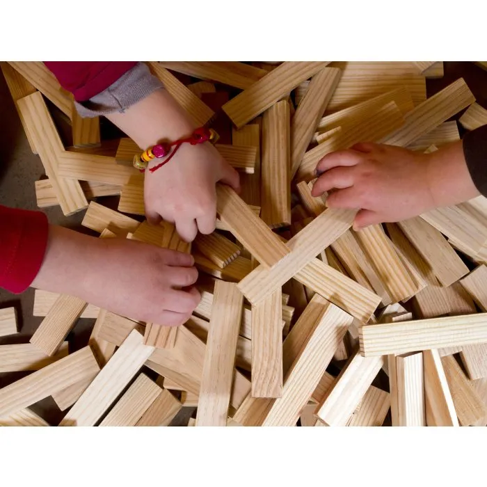Mecabois Juego de Construcción de Madera - 400 Piezas de Pino Natural - Juguete Educativo para Niños +3 años - Hecho en Francia