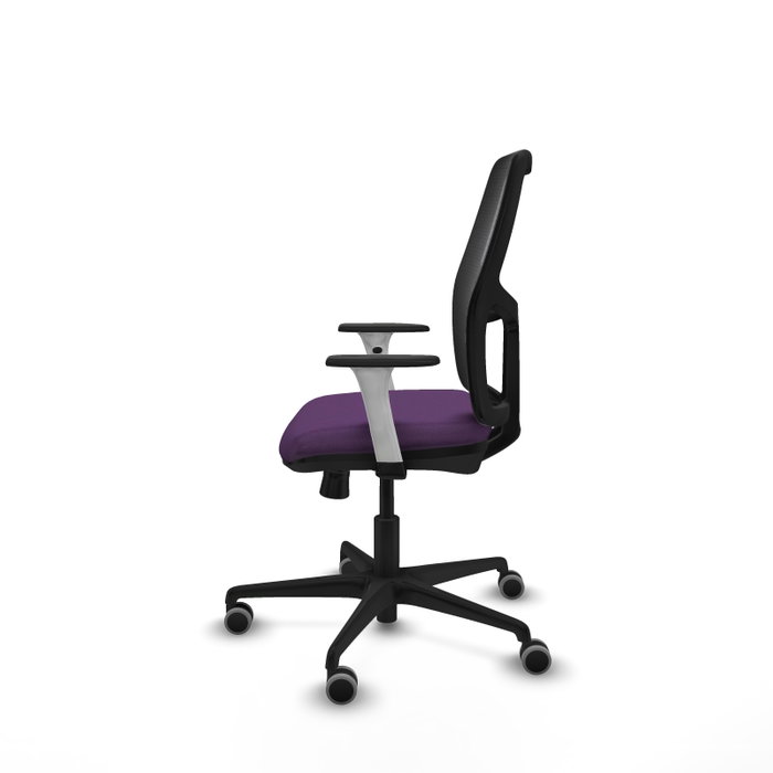 Silla de escritorio reforzada Alfera con brazos blancos, mecanismo Sincro/Traslack, apoyo lumbar regulable y respaldo fijo, ideal para sillas para escritorio y diseñadores