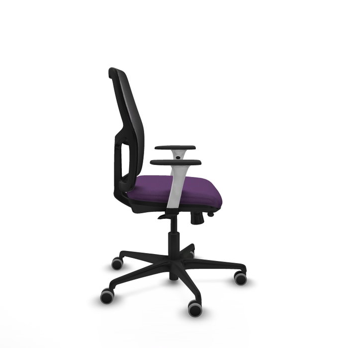 Silla de escritorio reforzada Alfera con brazos blancos, mecanismo Sincro/Traslack, apoyo lumbar regulable y respaldo fijo, ideal para sillas para escritorio y diseñadores