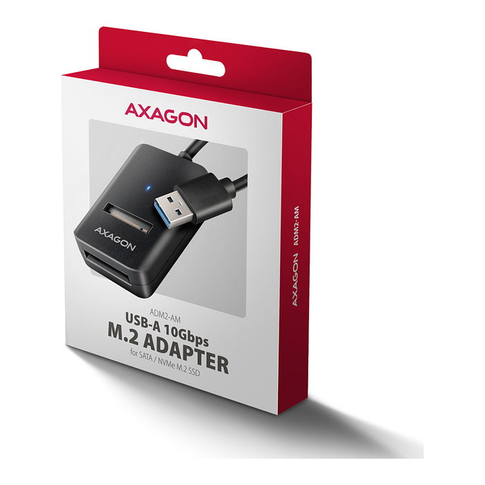 Axagon ADM2-AM Adaptador de Caja Externa M.2 NVMe y SATA USB-A 10Gbps