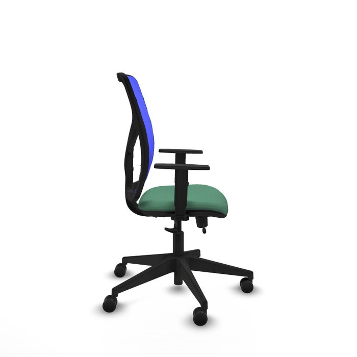 PIQUERAS Y CRESPO Silla de oficina Motilla con mecanismo Sincro/Traslack, Tela Verde esmeralda y Malla Azul