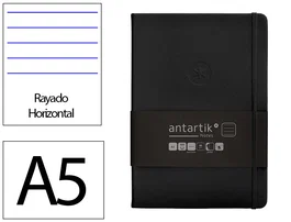 Antartik Cuaderno A5 Tapa Dura Hojas Rayas Negro 100 Hojas 80 gr FSC