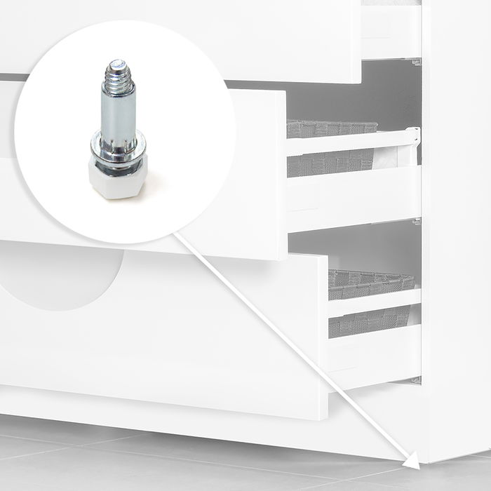 Emuca Lote de 20 pies niveladores para mueble, base hexagonal, M6, regulación 18mm, Acero y plástico