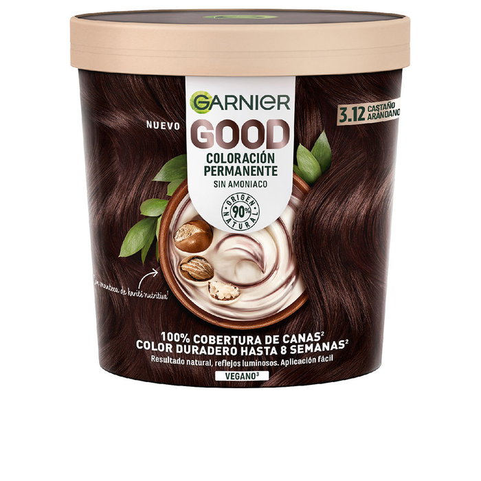 Garnier GOOD Coloración Permanente Sin Amoniaco #3.12 Castaño Arándano 217 ml Garnier GOOD Coloración Permanente Sin Amoniaco #3.12 Castaño Arándano 217 ml