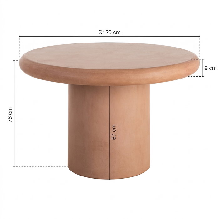 Mesa Comedor Teja Dm-Microcemento Salón 120 X 120 X 76 cm