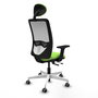 PIQUERAS Y CRESPO Silla de oficina Zulema con mecanismo Sincro/Traslack, Tela Pistacho y Malla Blanca