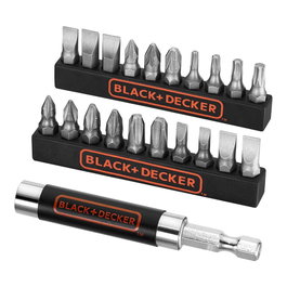 Black+Decker Juego de 21 puntas de destornillador con portapuntas magnético