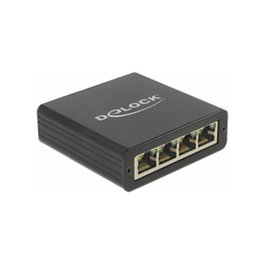DeLOCK Adaptador USB 3.0 a 4 Puertos Gigabit LAN 62966, Cable 0.8 m, Metal, Chip Realtek RTL8153