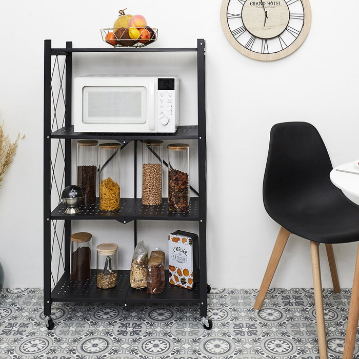 Home Deco Factory Estantería Plegable de 4 Baldas con Ruedas Home Deco Factory Estantería Plegable de 4 Baldas con Ruedas