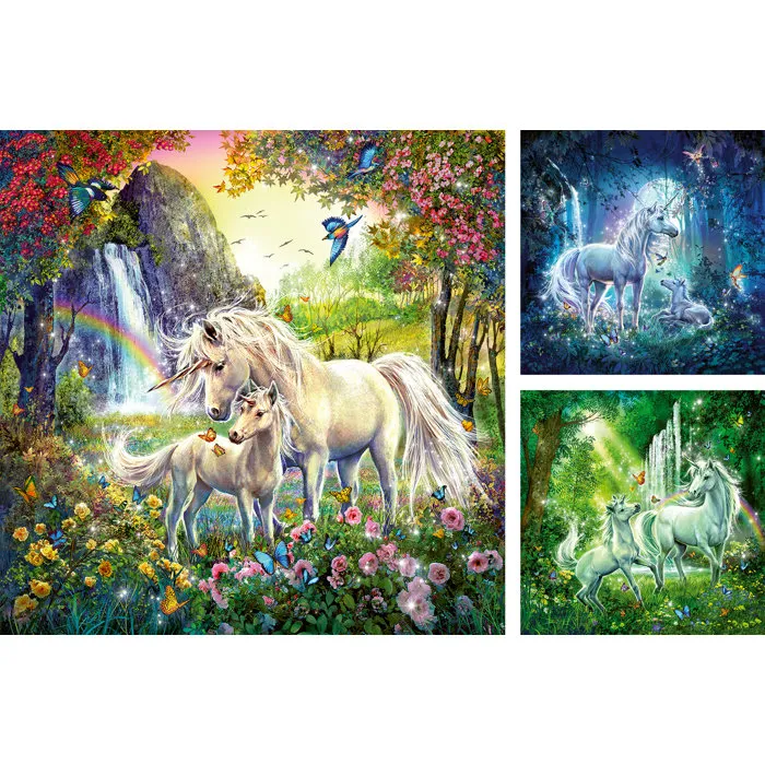 Ravensburger Puzzle RAV4005556092918 de 3 en 1 Unicornios, 3 * 49 Piezas, Total 147 Piezas