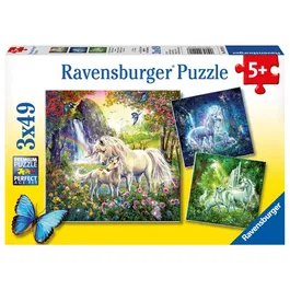 Ravensburger Puzzle RAV4005556092918 de 3 en 1 Unicornios, 3 * 49 Piezas, Total 147 Piezas
