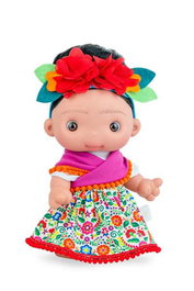 Marina&Pau Muñeca Piu Art 1421 Muñeca de 25 cm inspirada en la cultura mexicana con vestido floral y rebozo