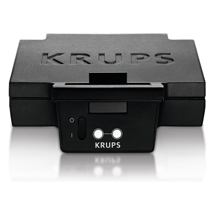 Krups FDK462 Iconic Sandwich Maker, Negro, 850W, Para 2 Sandwichs, Placas Antiadherentes, Almacenamiento de Cable y Vertical