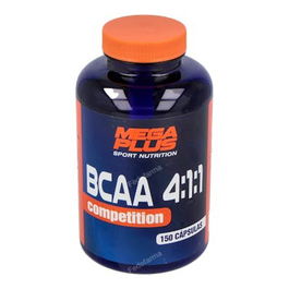 MEGA PLUS BCAA 4:1:1 Competition, Suplemento para Desarrollo Muscular, Aminoácidos Ramificados en Cápsulas, 150 Cap.