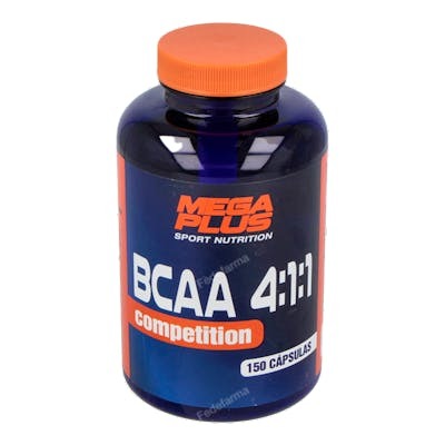 MEGA PLUS BCAA 4:1:1 Competition, Suplemento para Desarrollo Muscular, Aminoácidos Ramificados en Cápsulas, 150 Cap.