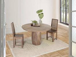 GINER Y COLOMER Mesa de Comedor Artesanal en Madera de Mango Maciza 150x150x78 cm, Natural