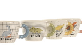 DKD Home Decor Mug Moderno 255ml Porcelana Azul Amarillo 9.5x7x13cm (12 Unidades)