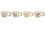 DKD Home Decor Set de 12 Tazas de Porcelana Dinosaurio 255ml Surtido de Colores
