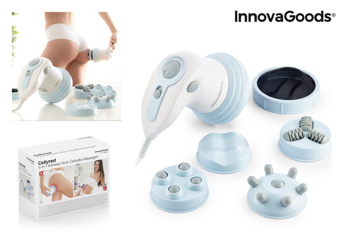 Innovagoods Cellyred Masajeador anticelulítico vibratorio con infrarrojos 5 en 1