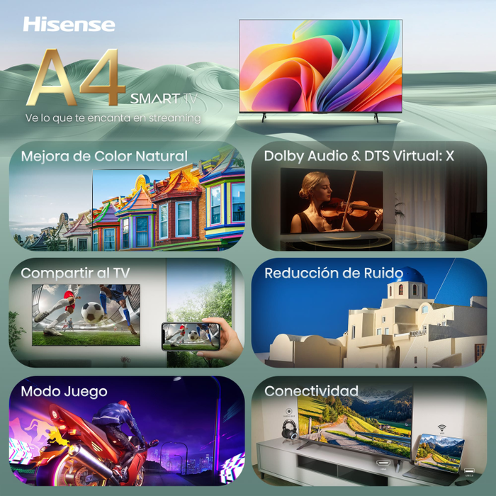 Hisense 40A4S Televisor 101.6 cm (40") QLED Full HD Smart TV, HDR10, WiFi, Bluetooth, Negro