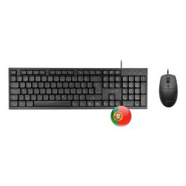 Tacens ACP02ES - Combo Teclado y Ratón USB para PC, Mac, Linux | Teclado Compacto 100% con SmartKey Copilot AI en Portugués y Ratón Óptico 1600 DPI | Color Negro