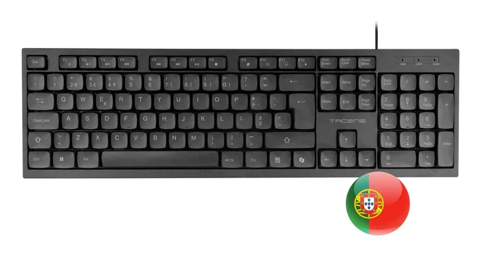 Tacens ACP02ES - Combo Teclado y Ratón USB para PC, Mac, Linux | Teclado Compacto 100% con SmartKey Copilot AI en Portugués y Ratón Óptico 1600 DPI | Color Negro