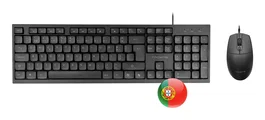 Tacens ACP02ES - Combo Teclado y Ratón USB para PC, Mac, Linux | Teclado Compacto 100% con SmartKey Copilot AI en Portugués y Ratón Óptico 1600 DPI | Color Negro