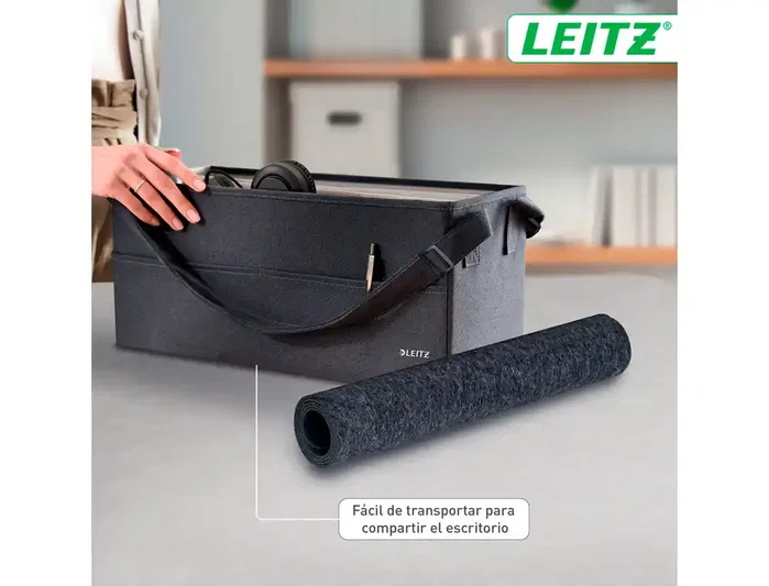 Leitz Alfombrilla de Sobremesa de Fieltro Grande, Gris, 70x36 cm, Superficie Suave y Antideslizante, Compatible con Ratones Ópticos y Láser