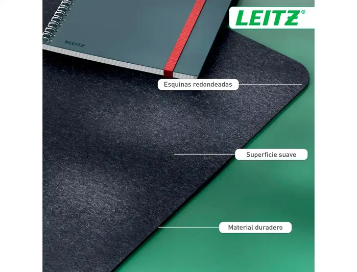 Leitz Alfombrilla de Sobremesa de Fieltro Grande, Gris, 70x36 cm, Superficie Suave y Antideslizante, Compatible con Ratones Ópticos y Láser
