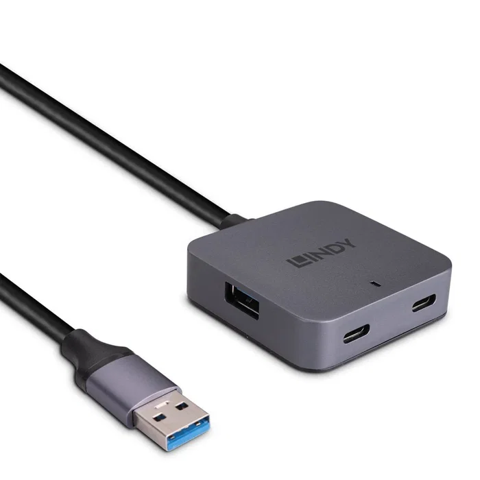 Lindy 43388 Hub USB 3.2 Gen 1 con 4 Puertos (2x Type-A, 2x Type-C) Negro y Gris Lindy 43388 Hub USB 3.2 Gen 1 con 4 Puertos (2x Type-A, 2x Type-C) Negro y Gris
