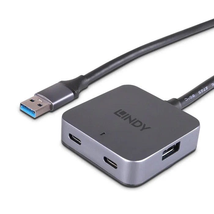 Lindy 43388 Hub USB 3.2 Gen 1 con 4 Puertos (2x Type-A, 2x Type-C) Negro y Gris Lindy 43388 Hub USB 3.2 Gen 1 con 4 Puertos (2x Type-A, 2x Type-C) Negro y Gris