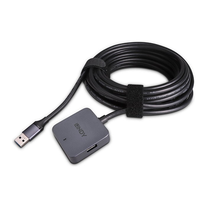 Lindy 43388 Hub de 4 puertos USB 3.2 Gen 1 (3.1 Gen 1), Negro y Gris