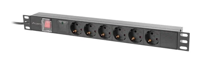 Lanberg PDU-06F-0200-BK Regleta 1U con 6 salidas AC Negro Lanberg PDU-06F-0200-BK Regleta 1U con 6 salidas AC Negro