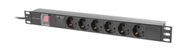 LANBERG PDU-06F-0200-BK Unidad de Distribución de Energía (PDU) con 6 Salidas AC Tipo F, Montaje 1U, Negro