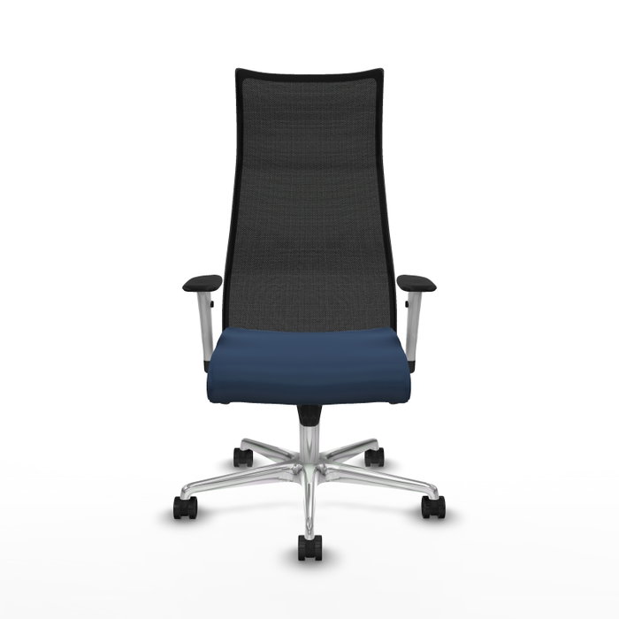 PIQUERAS Y CRESPO Silla Albacete con mecanismo sincro, malla negra y asiento azul marino PIQUERAS Y CRESPO Silla Albacete con mecanismo sincro, malla negra y asiento azul marino