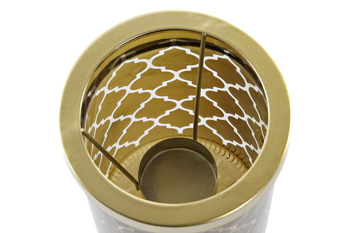 DKD Home Decor Portavelas de Cristal y Metal Dorado 10x10x15 cm
