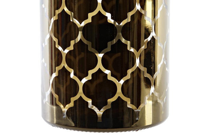DKD Home Decor Portavelas de Cristal y Metal Dorado 10x10x15 cm