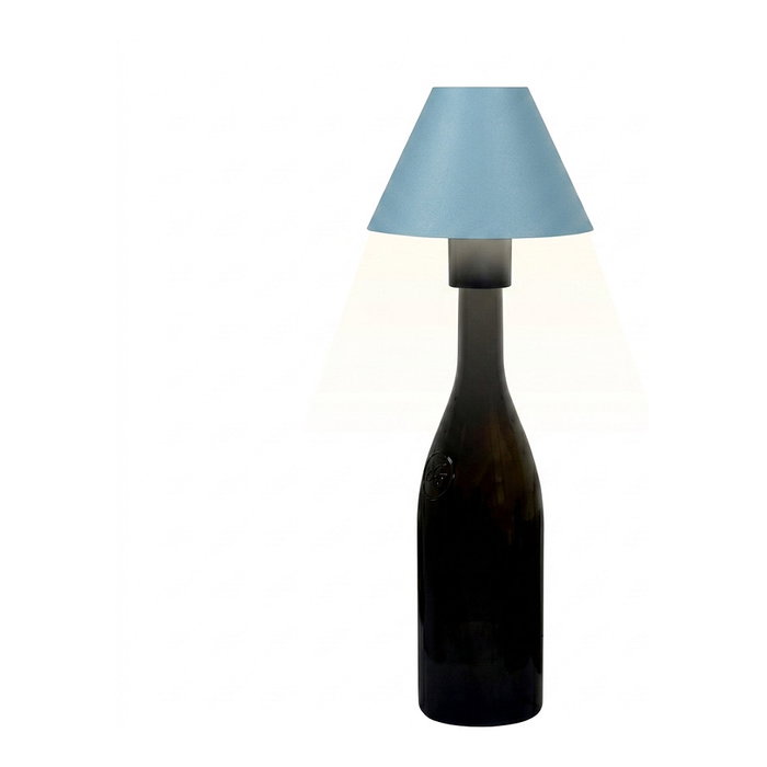 Synergy21 Lámpara de mesa de exterior para botellas, IP54, azul, regulable con táctil, batería recargable Synergy21 Lámpara de mesa de exterior para botellas, IP54, azul, regulable con táctil, batería recargable