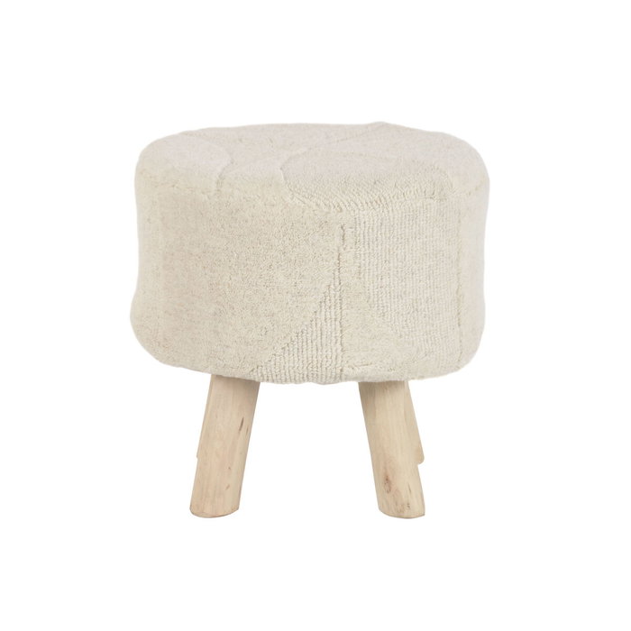 DKD Home Decor Reposapiés de Lana y Madera Crudo