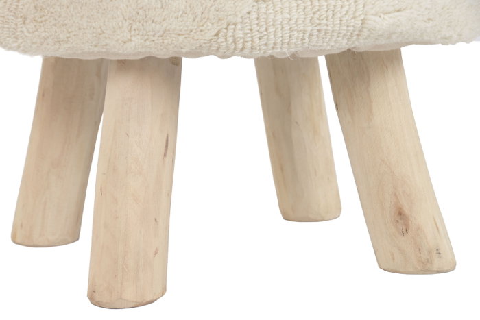 DKD Home Decor Reposapiés de Lana y Madera Crudo