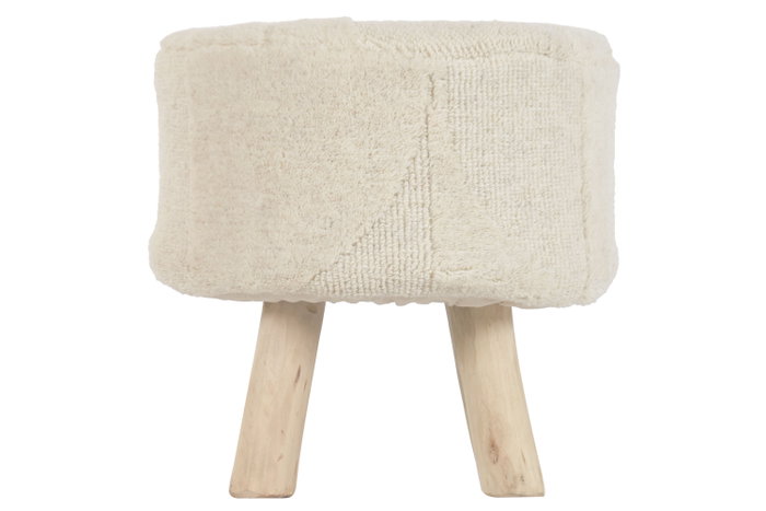 DKD Home Decor Reposapiés de Lana y Madera Crudo