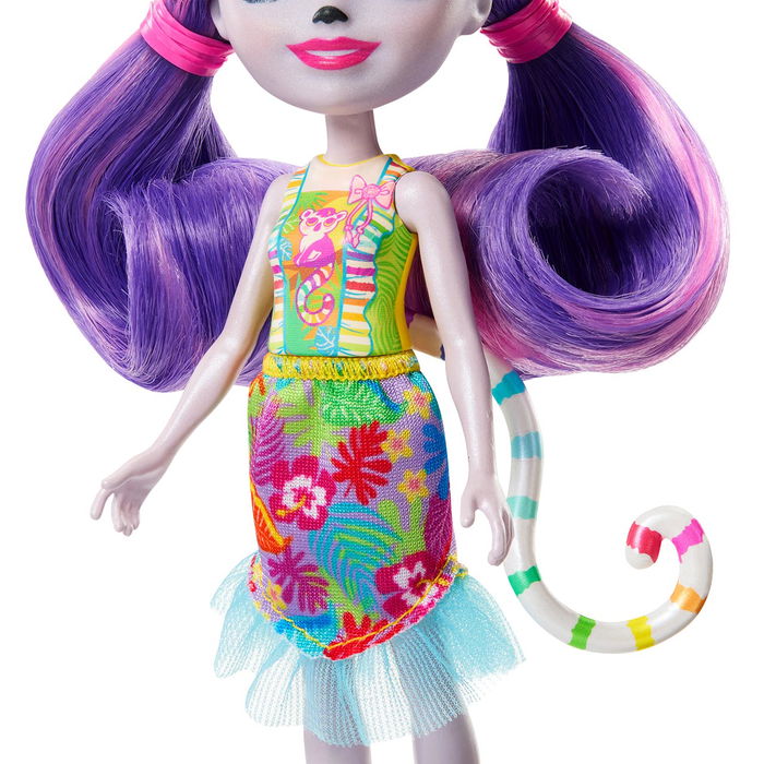 Enchantimals Familia Lémures HRX86 Muñeca Lorinda Lemur con 3 Lémures Juguete +4 Años
