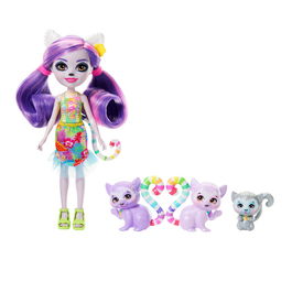 Enchantimals Familia Lémures HRX86 Muñeca Lorinda Lemur con 3 Lémures Juguete +4 Años