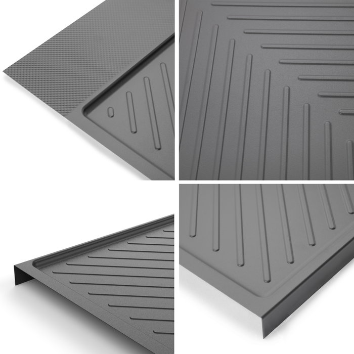 Emuca Protector fondo fregadero Sink para mueble de cocina, M60, 567x580mm, espesor de tablero 16mm, cortable, Plástico, Gris antracita