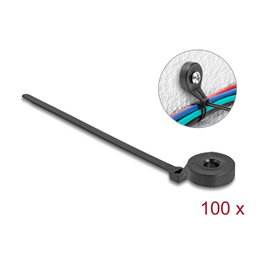 DeLOCK 18915 Brida atornillada con ojal de fijación 180 x 6 mm negro 100 unidades