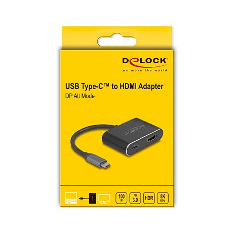 DeLOCK Adaptador USB Type-C a HDMI 8K con HDR y Power Delivery 100 W