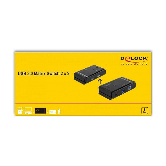 DeLOCK USB 3.0 Matrix Switch 2 x 2, 4 Puertos USB, 5 Gbit/s, Carcasa de Metal