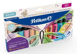 Marcador Fluor Pelikan Textmarker 490 Set Mariposa Surtido De 12 (6X Fluor + 6X Pastel)